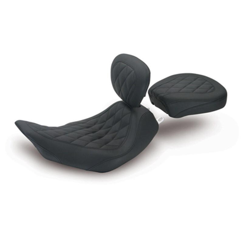 Picture of Mustang Motorcycle MMP Solo with Driver Backrest Diamond Solo Motorcycle Seats - 79694