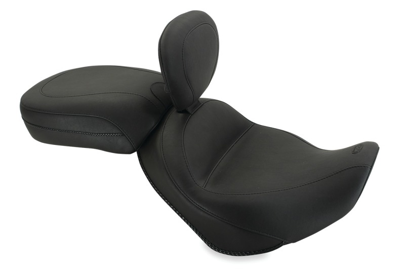 Picture of Mustang Motorcycle MMP 2 Piece Seat with Driver Backrest Original Two-Piece Motorcycle Seats - 79005