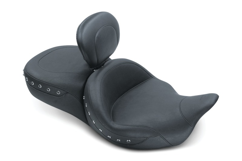 Picture of Mustang Motorcycle MMP 1 Piece with Driver Backrest Black Pearls One-Piece Motorcycle Seats - 79586