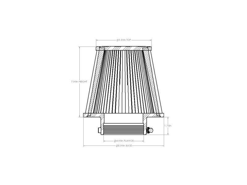 Picture of aFe Universal D2 Dura Dry Air Filter - 21-90023V