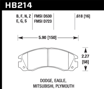 Picture of Hawk 91-99 Mitsubishi 3000GT Excl VR4 - 92-00 Mitsubishi Eclipse AWD DTC-60 Race Front Brake Pads