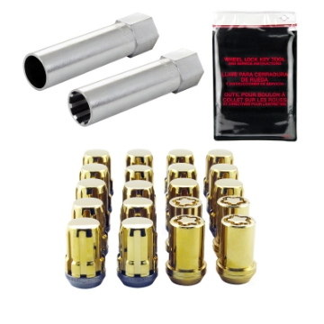 Picture of McGard SplineDrive Tuner 5 Lug Install Kit w-Locks & Tool Cone M12X1-5 - 13-16 Hex - Gold