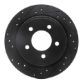 Picture of R1 04-08 Chrysler Pacifica Rear Left Drilled & Slotted Black Brake Rotor