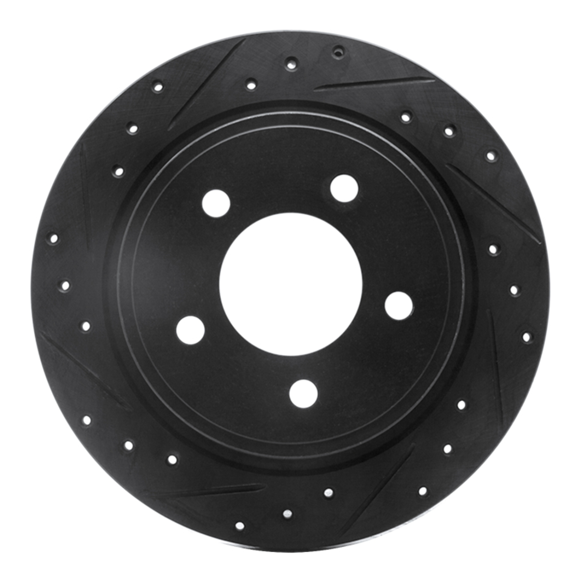 Picture of R1 04-08 Chrysler Pacifica Rear Left Drilled & Slotted Black Brake Rotor