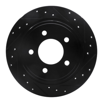 Picture of R1 04-08 Chrysler Pacifica Rear Right Drilled & Slotted Black Brake Rotor