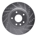 Picture of R1 12-25 Chrysler Pacifica Front Right Drilled & Slotted Silver Brake Rotor