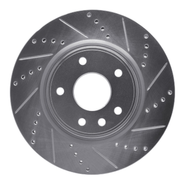 Picture of R1 12-25 Chrysler Pacifica Front Right Drilled & Slotted Silver Brake Rotor