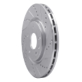 Picture of R1 12-25 Chrysler Pacifica Front Right Drilled & Slotted Silver Brake Rotor
