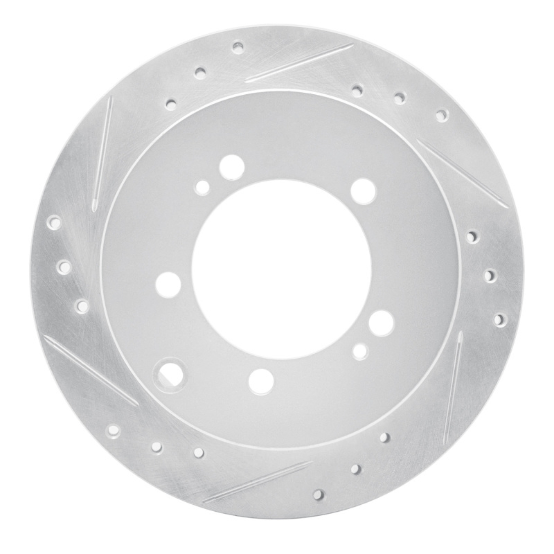 Picture of RNC Brake Rotor - Drill & Slot - R1 91-99 Dodge STEALTH Rear Left Drilled & Slotted Silver Brake Rotor rnc631-72016L