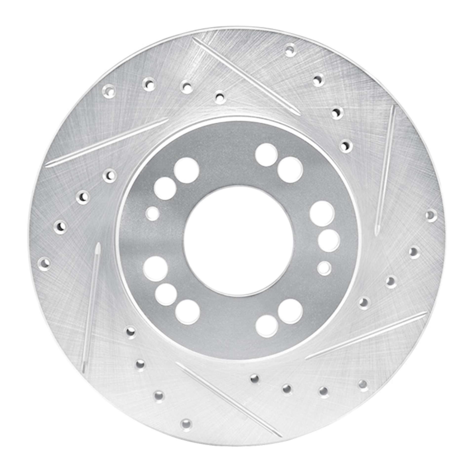 Picture of RNC Brake Rotor - Drill & Slot - R1 91-04 Dodge STEALTH Front Right Drilled & Slotted Silver Brake Rotor rnc631-72015R