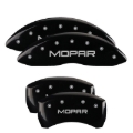 Picture of MGP 4 Caliper Covers Engraved Front & Rear Mopar Black Finish Silver Char 2017 Chrysler Pacifica