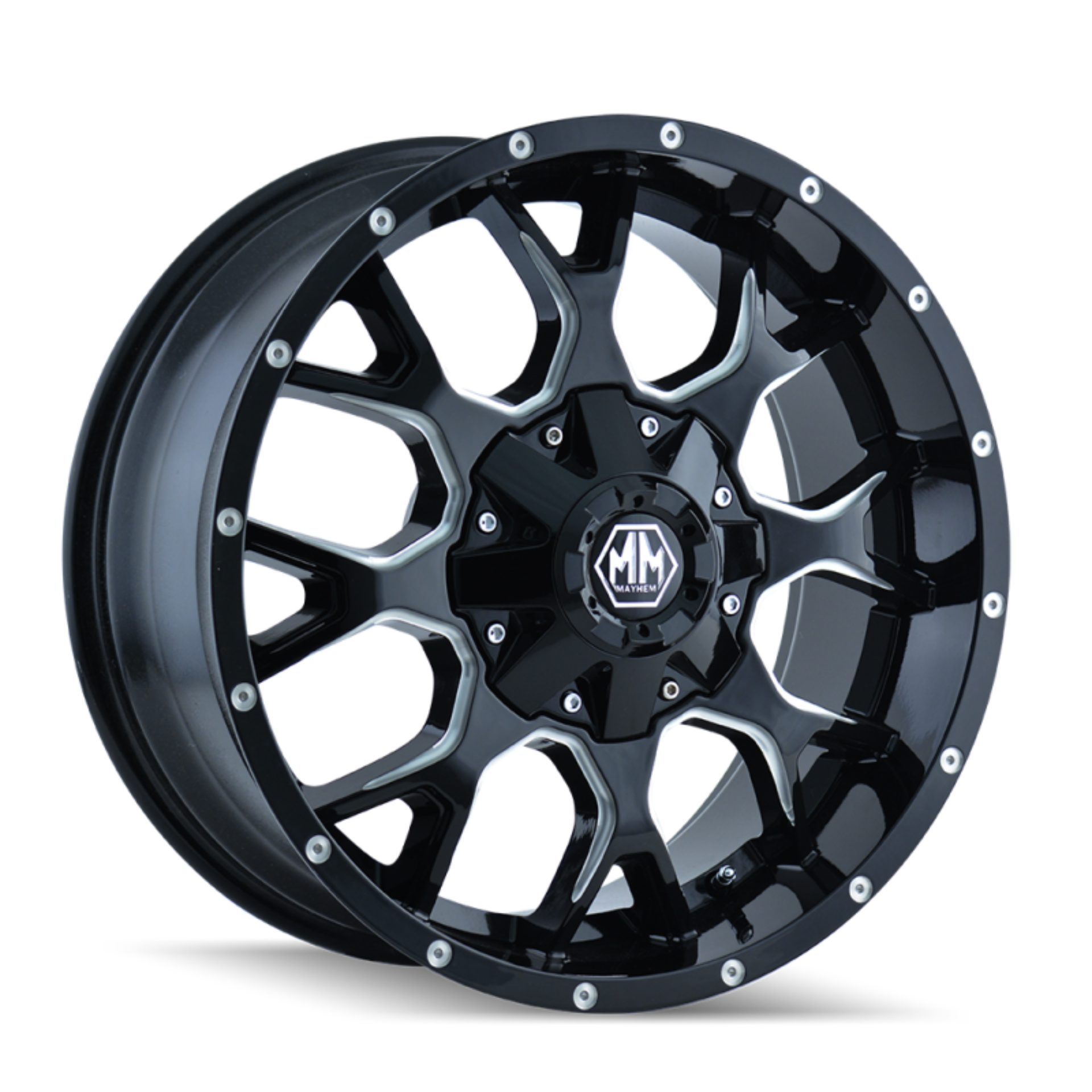 Picture of Mayhem 8015 Warrior 17x7.5 / 5x108 BP / 40mm Offset / 72.62mm Hub Black w/ Milled Spokes Wheel