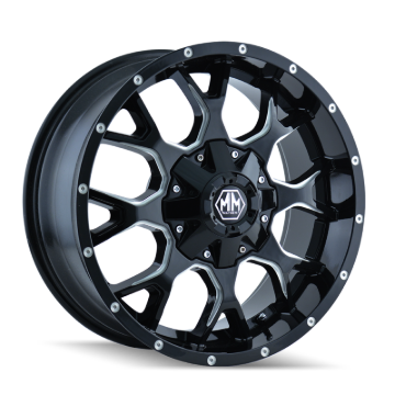 Picture of Mayhem 8015 Warrior 17x7.5 / 5x108 BP / 40mm Offset / 72.62mm Hub Black w/ Milled Spokes Wheel