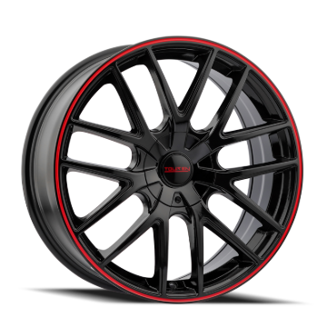 Picture of Touren 3260 TR60 18x8 / 5x108/114.3 BP / 40mm Offset / 72.62mm Hub Gloss Black w/ Red Ring Wheel