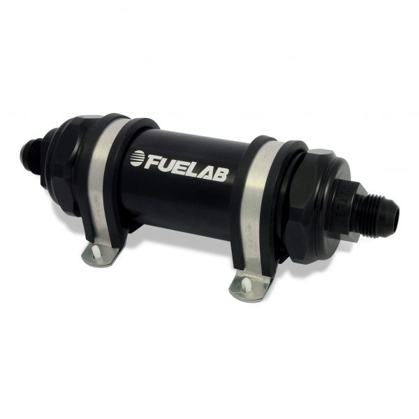 FUELAB - In-Line Fuel Filter, Long with Integrated Check Valve 40 micron