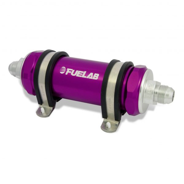 FUELAB - In-Line Fuel Filter, Long with Integrated Check Valve 40 micron