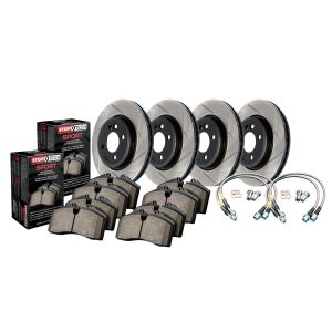 StopTech Sport Axle Pack; Slotted Rotor; 4 Wheel Brake Kit with Brake lines