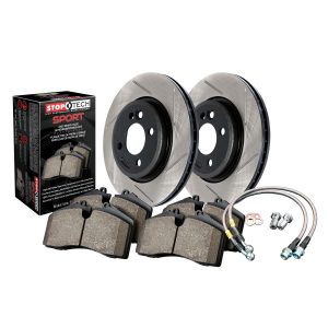 StopTech Sport Axle Pack; Slotted Rotor; Rear Brake Kit with Brake lines