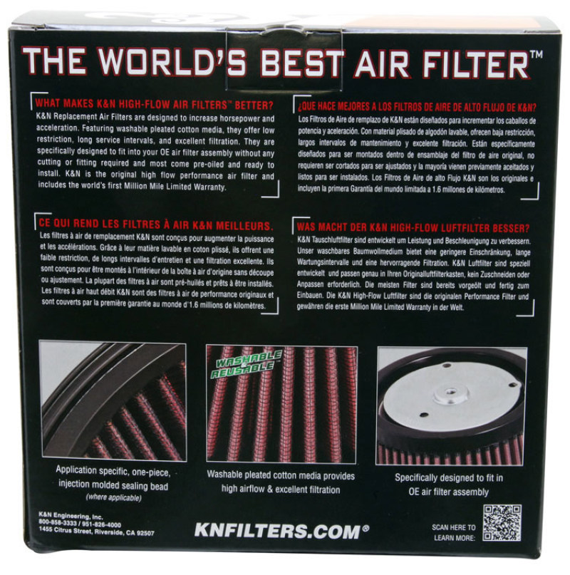 KN AIR FILTER REPLACEMENT FOR HARLEY DAVIDSON XG500 STREET; 2015 